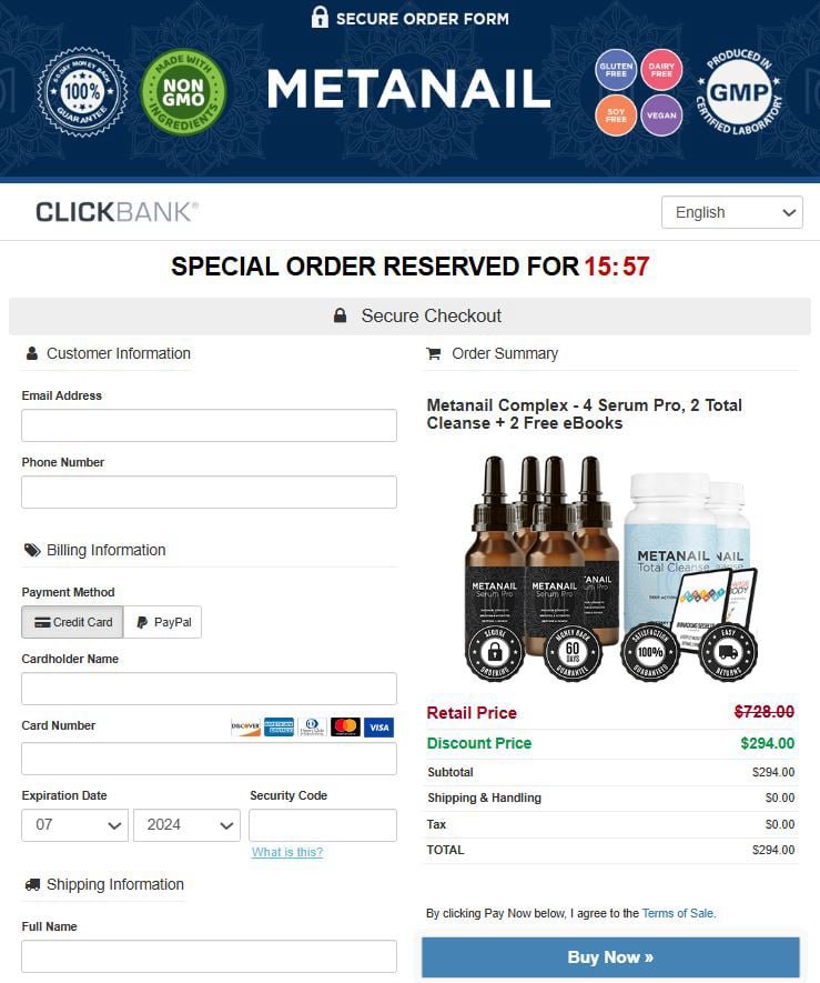 Metanail Serum Pro payment